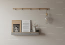 Modern Wall Shelf with Decorative Vase and Hanging Glass Lamp