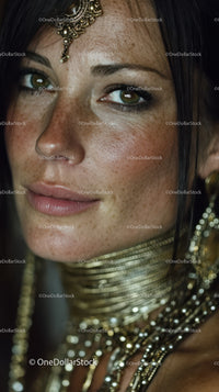 Elegant Woman with Traditional Jewelry and Glowing Skin