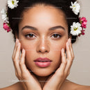 Beauty Portrait of a Woman with Freckles and Floral Headband