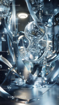 Modern Glass Sculpture with Reflective Chrome Finish and Artistic Design