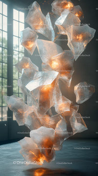 Contemporary Glass Sculpture with Illuminated Artistic Design