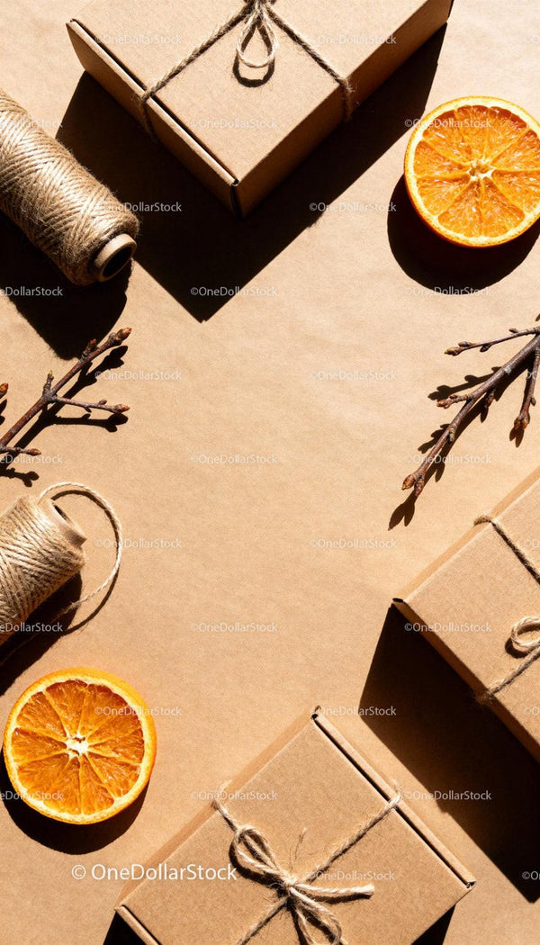 Eco Friendly Gift Boxes with Twine and Orange Slices