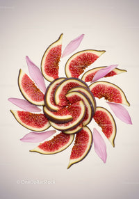 Fresh Fig Slices Arranged with Pink Flower Petals