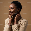 Elegant African American Woman with Short Natural Hair Wearing Blazer