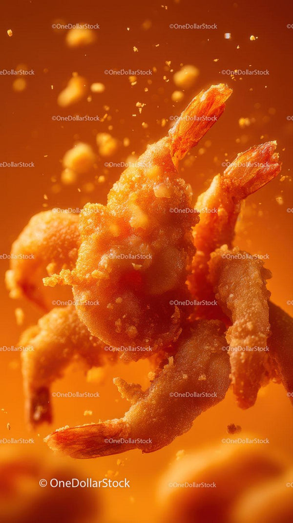 Chrupiąca Krewetka Tempura w Zbliżeniu do Fotografii Kulinarnej
