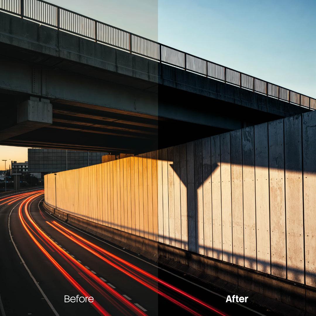 Before and after Urban Neon Lightroom preset edit