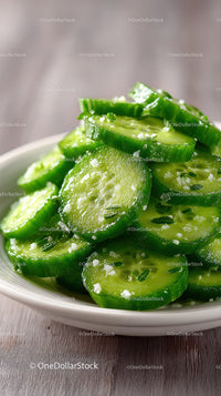 Fresh Sliced Cucumbers in a White Bowl for Healthy Eating