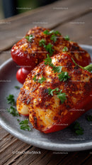 Roasted Stuffed Bell Peppers with Fresh Parsley