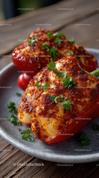 Roasted Stuffed Bell Peppers with Fresh Parsley