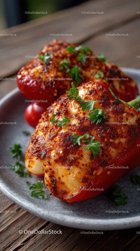 Roasted Stuffed Bell Peppers with Fresh Parsley