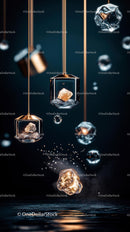 Elegant Display of Gold Bars and Ice Cubes in Artistic Composition