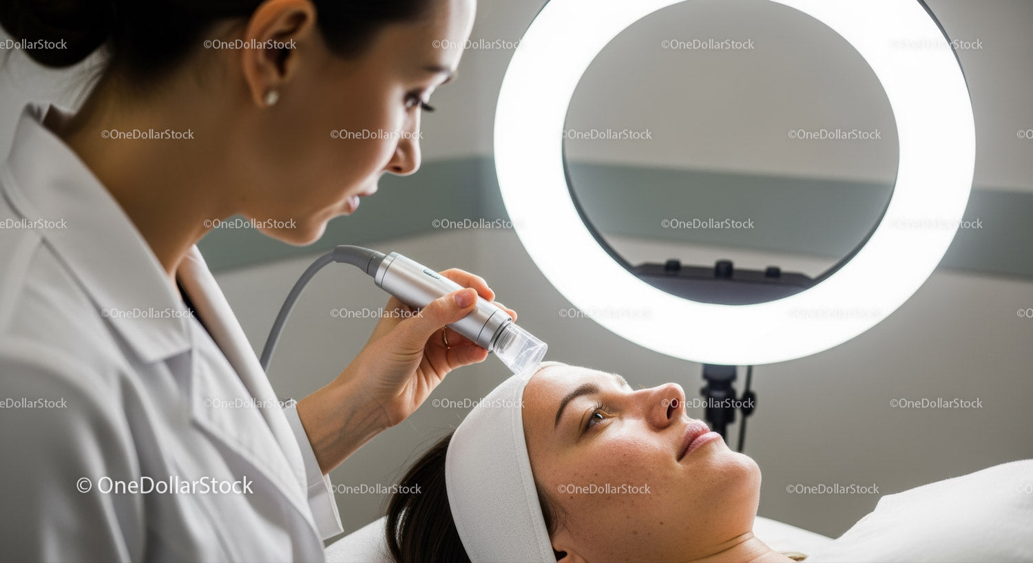 Kobieta korzystająca z profesjonalnego zabiegu na twarz w salonie spa