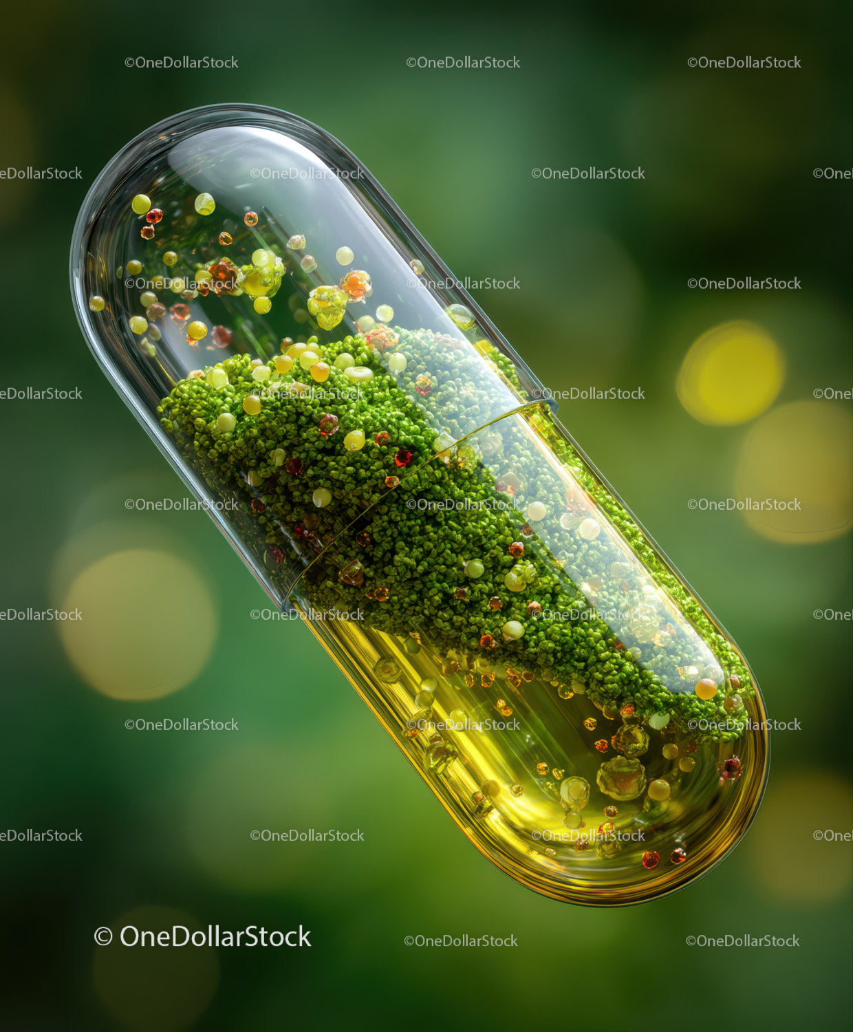 Magnificent Green Moss and Spores Inside a Glass Capsule for Scientific Study