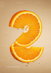Fresh Orange Slices Floating in Clear Liquid