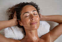 Relaxing Woman With Glowing Skin Close-Up Portrait