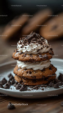 Chocolate Chip Cookie with Whipped Cream and Chocolate Topping