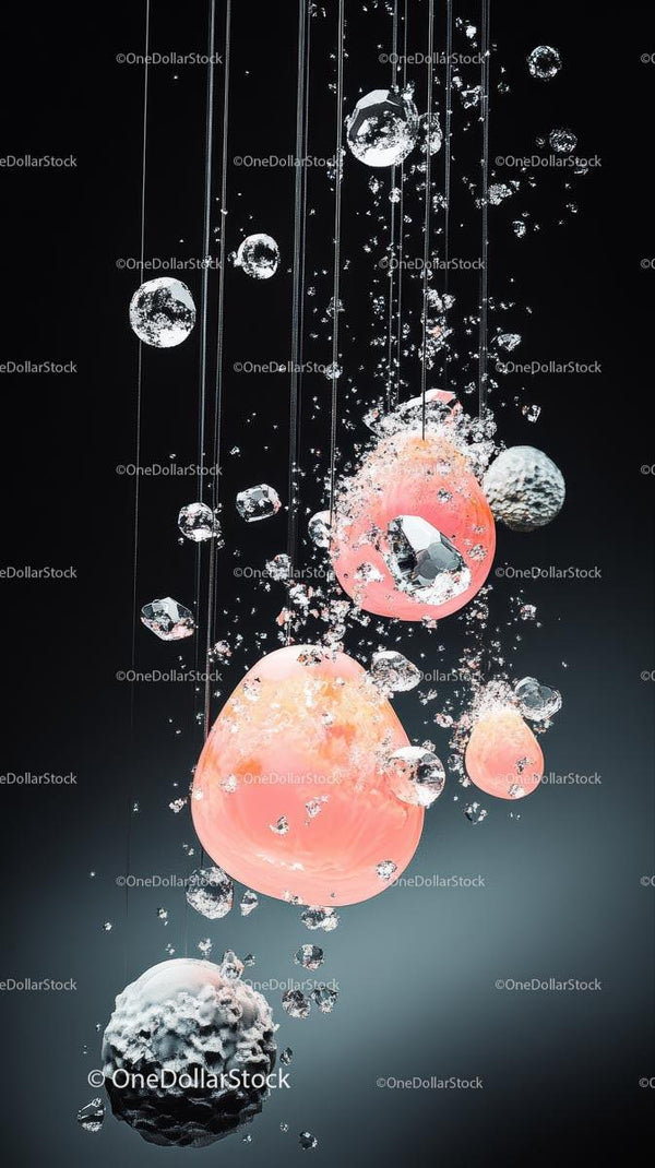Modern Water Droplet Chandelier with Floating Glass Spheres