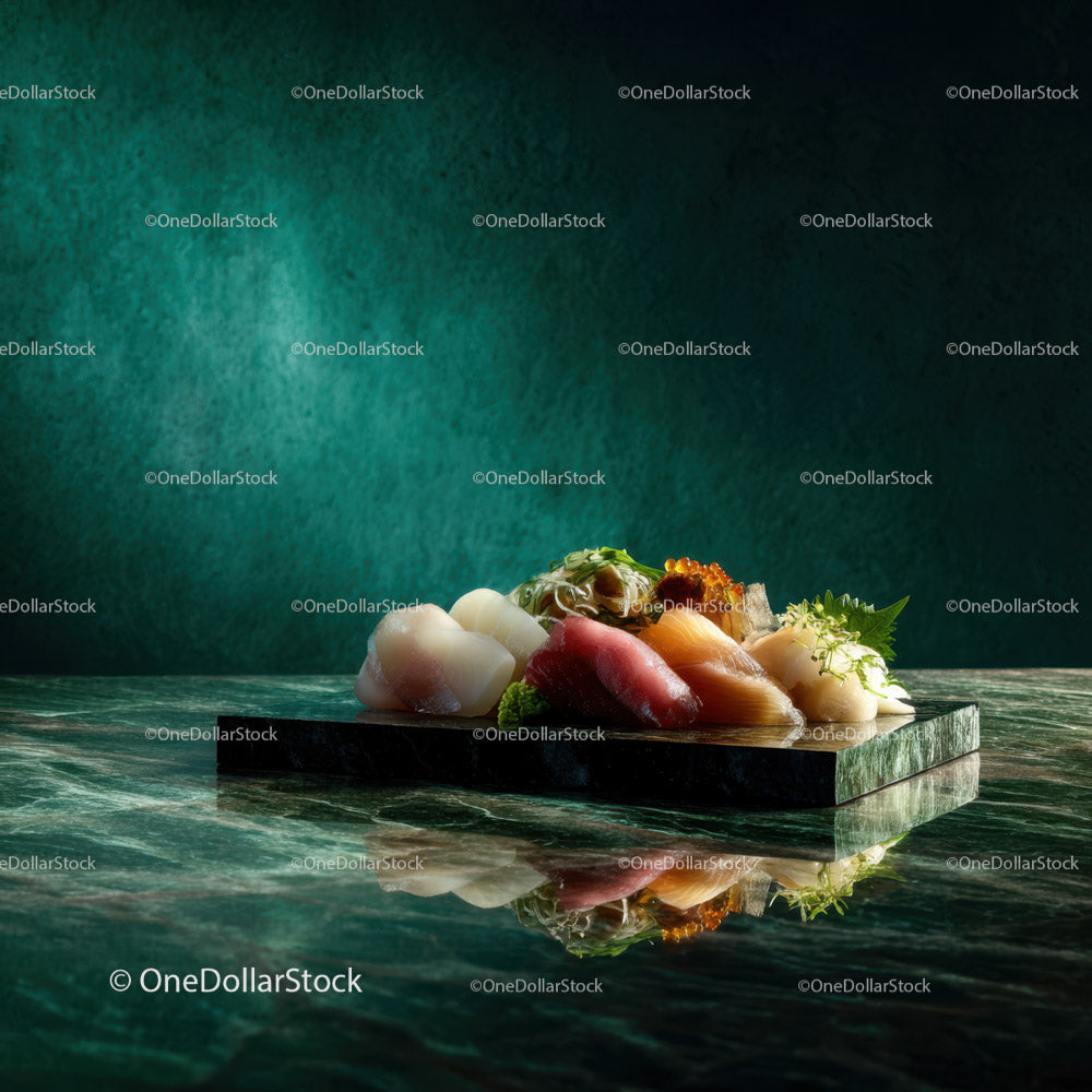 Elegant Sashimi Platter with Fresh Fish and Edible Flowers