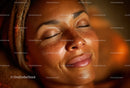 Close-up of Relaxed Woman with Freckles and Glowing Skin