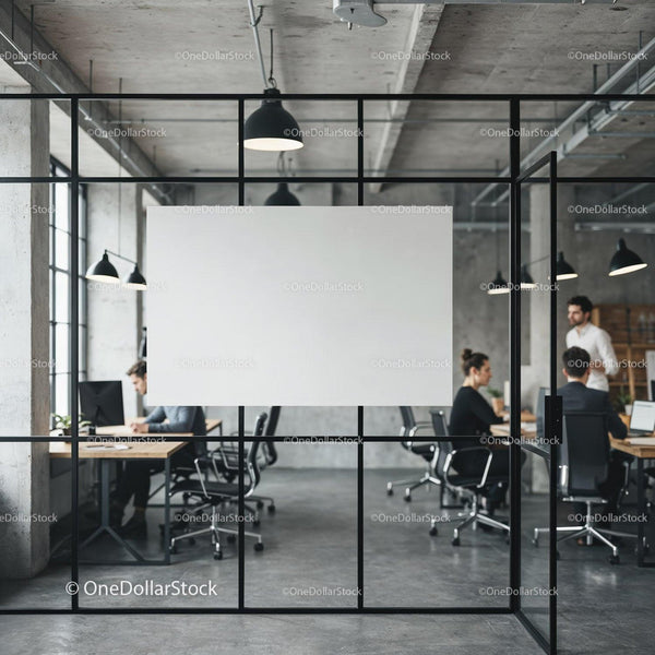 Modern office team collaboration in stylish meeting room JPG Mockup Image