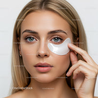 Young Woman Applying Under Eye Patches for Skin Rejuvenation