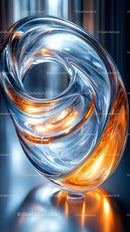 Abstract Modern Glass Sculpture with Swirling Design for Contemporary Decor