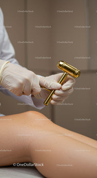 Cosmetic Procedure Using Gold-Toned Aesthetic Tool in Modern Clinic