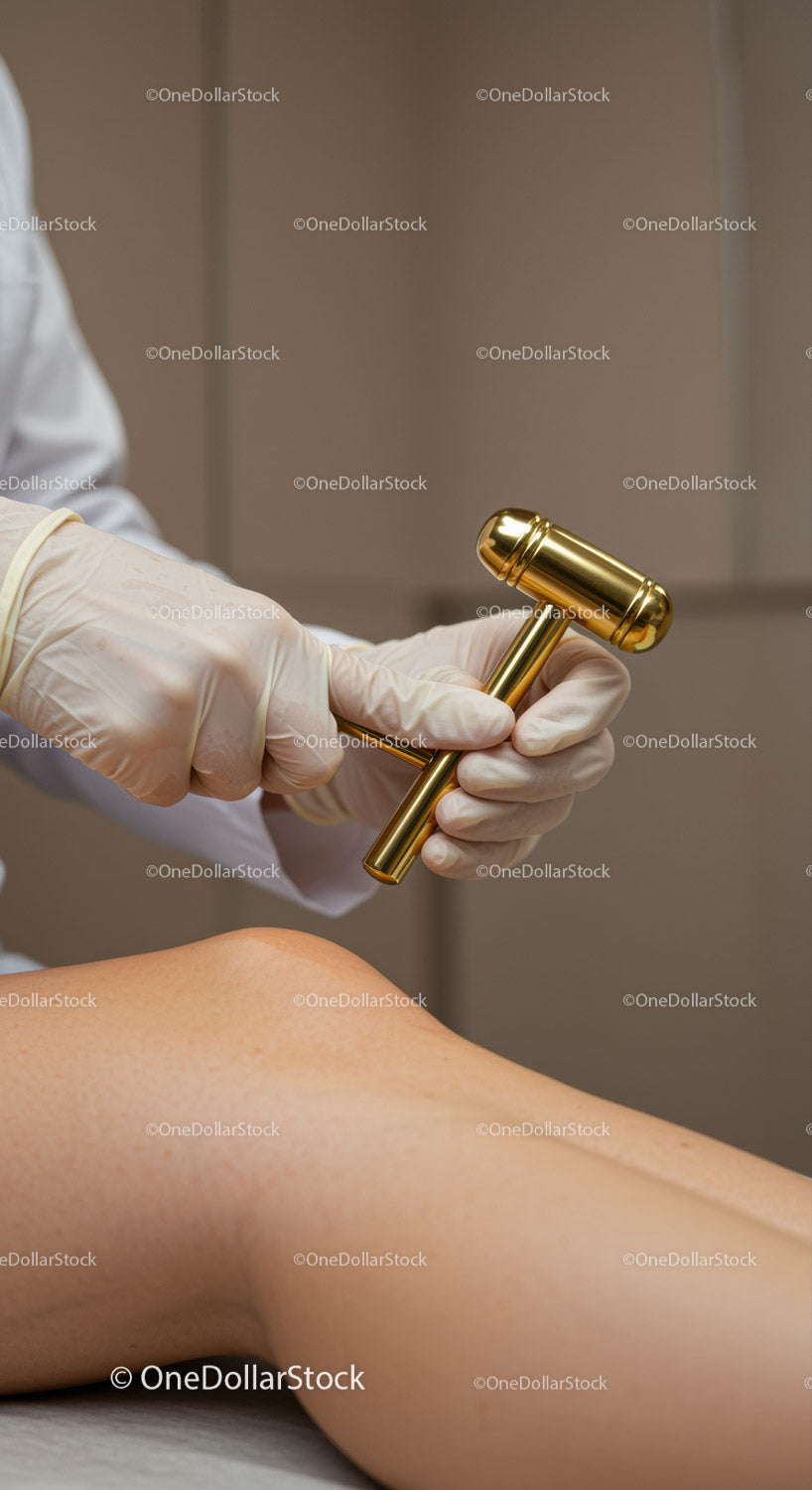 Cosmetic Procedure Using Gold-Toned Aesthetic Tool in Modern Clinic