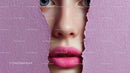 Close-Up Portrait of a Glamorous Model with Pink Lipstick