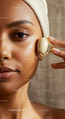 Close-up of a Woman Using Jade Roller on Face for Skin Rejuvenation