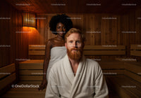 Comfortable Sauna Room with Wooden Benches and Relaxing Atmosphere