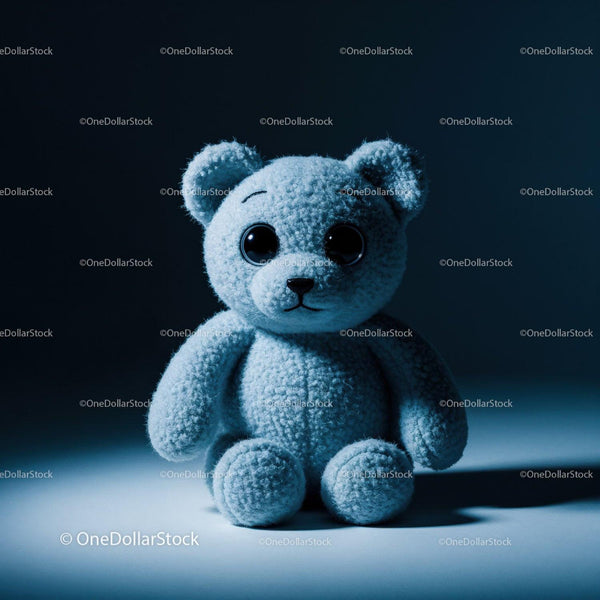 Blue Crocheted Teddy Bear With Large Eyes