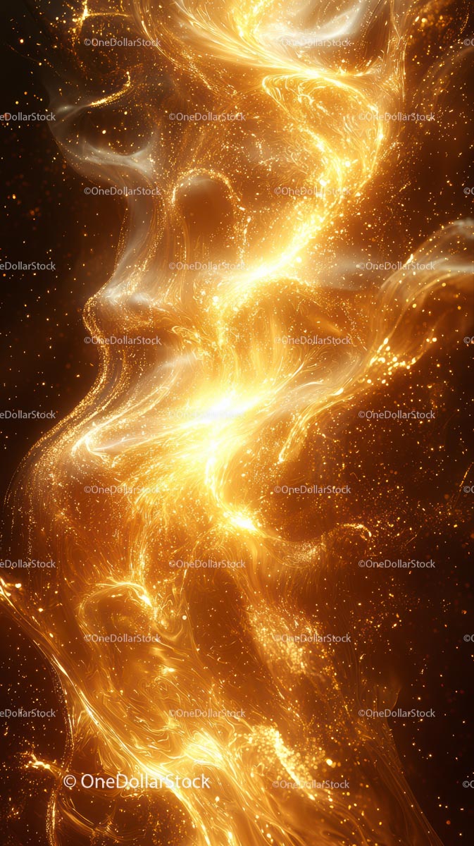 Golden Light Trails and Sparkling Particles in an Abstract Background