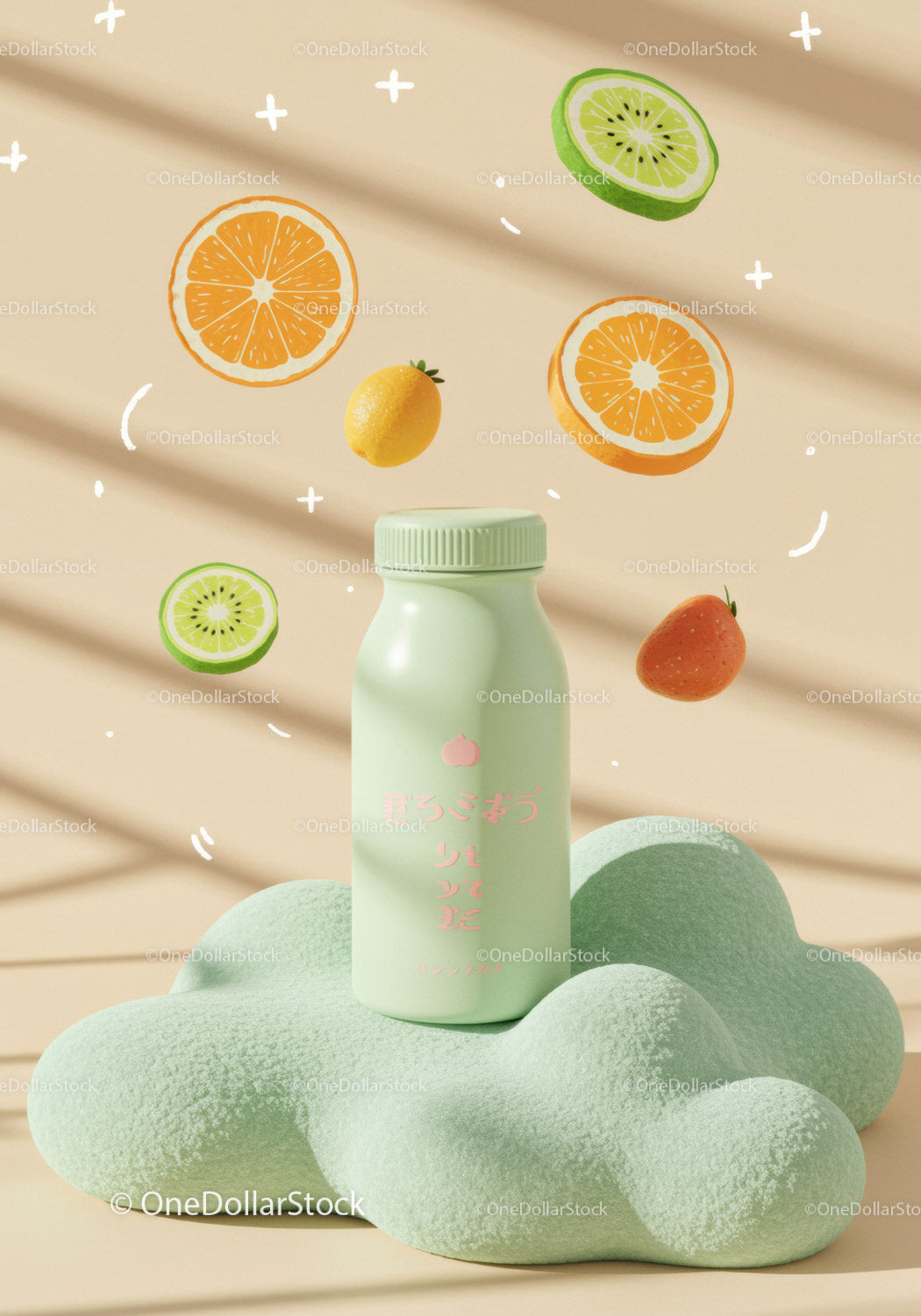 Refreshing citrus fruit drink with pastel packaging