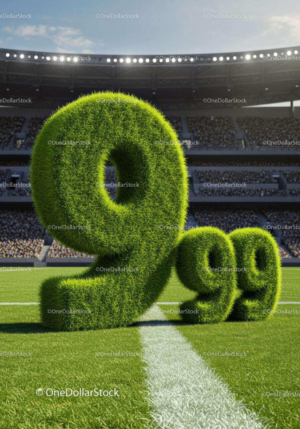Green Grass Percentage Symbols on Football Field