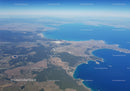 Aerial View of Beautiful Blue Lakes and Lush Green Coastline Landscape