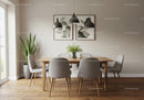 Modern Dining Room with Fabric Chairs and Indoor Plants
