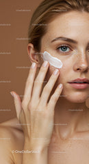 Close-Up of Woman Applying Facial Cream with Healthy Skin and Freckles