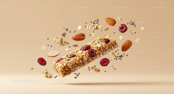 Zdrowy baton granola z orzechami, jagodami i nasionami