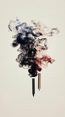 Abstract Black and Red Ink Smoke Artistic Composition with Pen