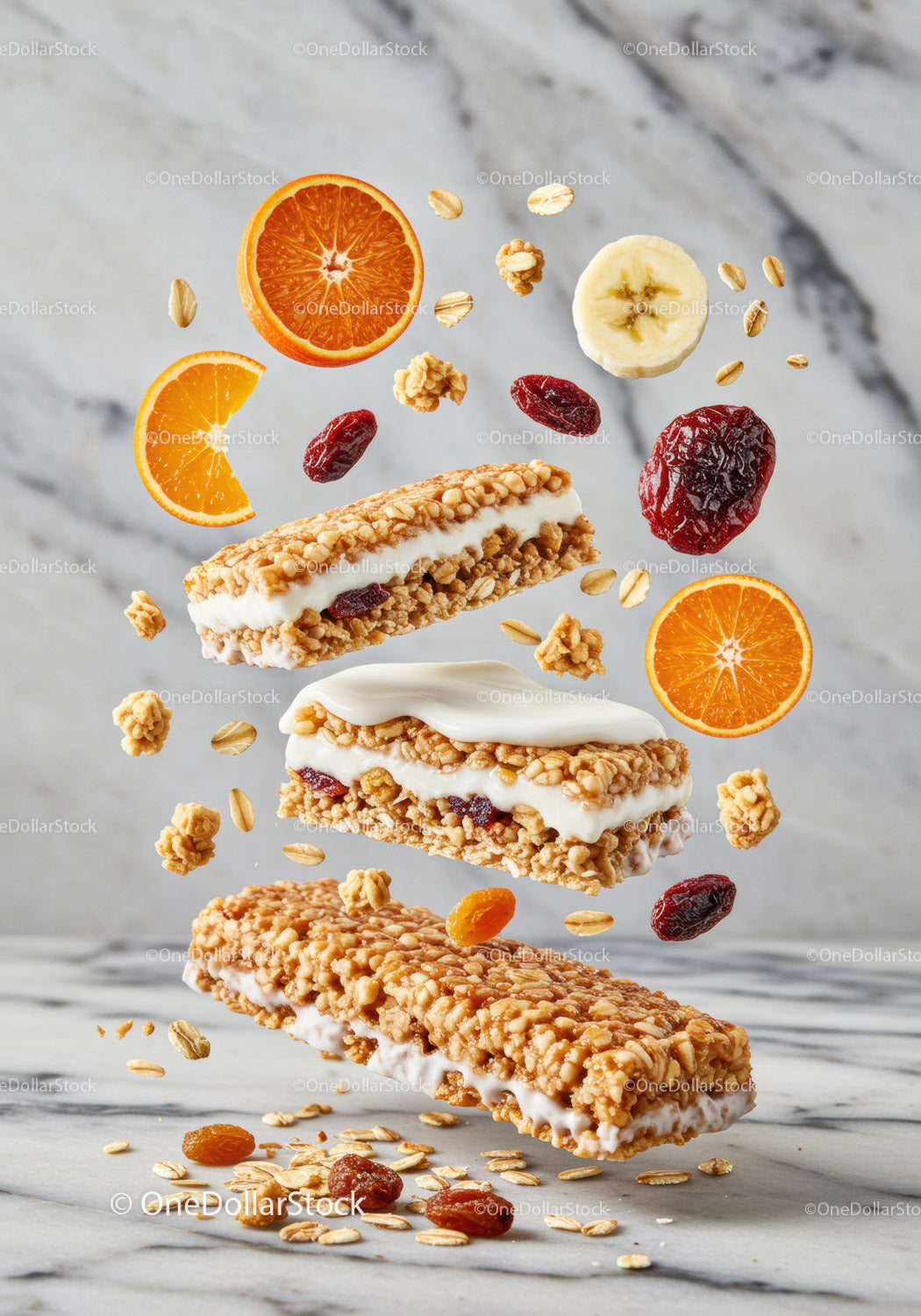 Crisp Granola Bars with Yogurt and Fresh Fruits