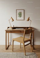 Modern Wooden Desk and Chair in Stylish Home Office Setting
