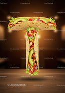 Creative T-Shaped Chicken Taco with Fresh Vegetables