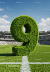 Green Grass Number Nine on Stadium Field