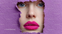 Captivating Female Portrait with Vibrant Pink Lipstick