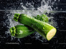 Fresh Green Zucchini Squash in Water with Splash Effect