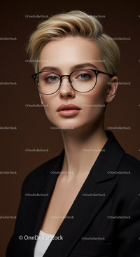 Professional Woman with Blonde Hair and Stylish Glasses Portrait