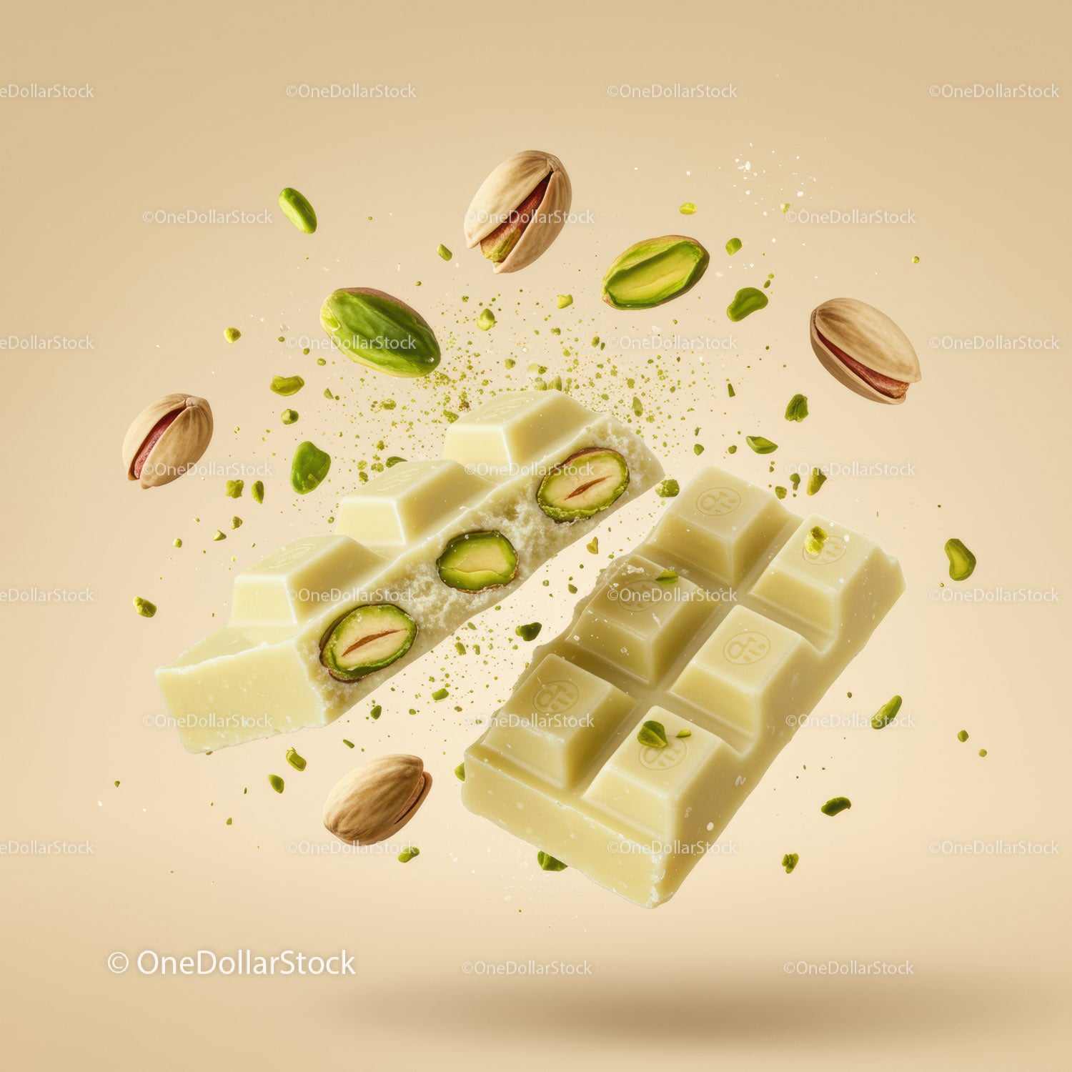 Biała czekolada z pistacjami w dynamicznym sosie Splash