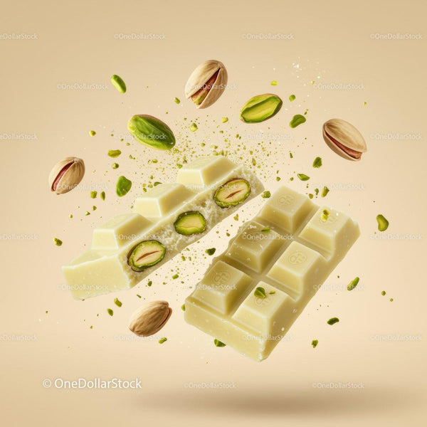White Chocolate Bar with Pistachios in Dynamic Splash