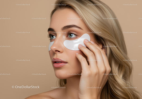 Woman Applying Under Eye Patches for Skincare Treatment